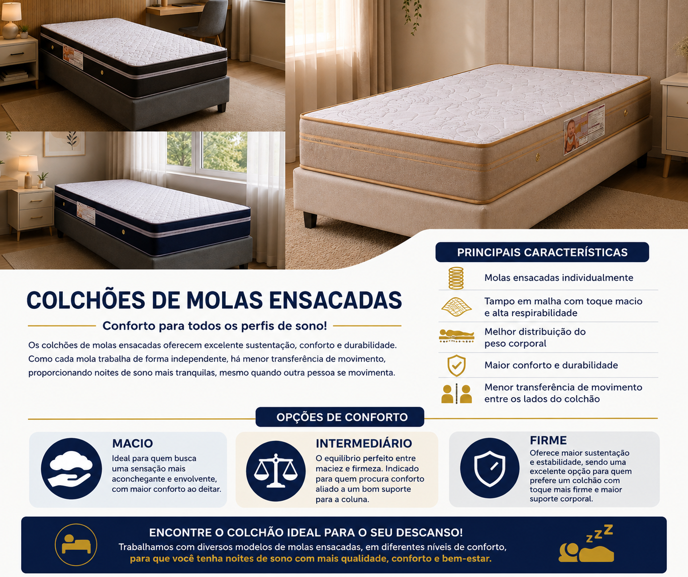 Colchões Solteiro de Molas Ensacadas